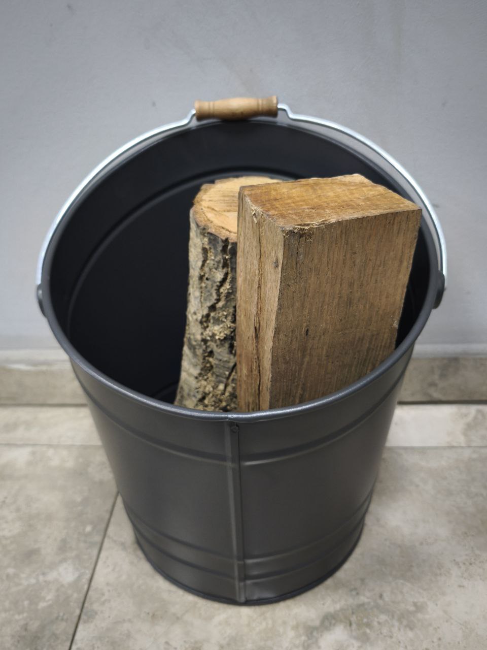 FS-2250 MAT SİYAH Flame Stove Mat Siyah Tutma Kollu Odun Kovası