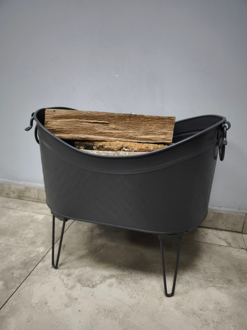 FS-14910 Flame Stove Siyah Yüksek Ayaklı Odun Kovası