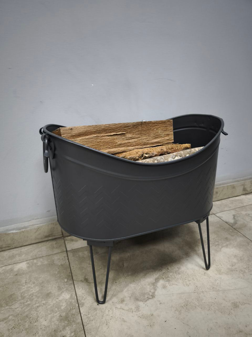 FS-14910 Flame Stove Siyah Yüksek Ayaklı Odun Kovası