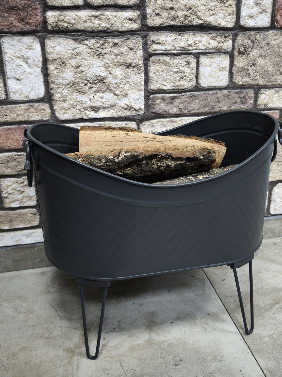 FS-14910 Flame Stove Siyah Yüksek Ayaklı Odun Kovası