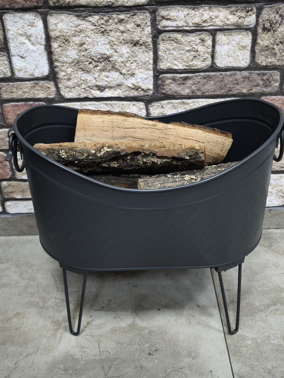 FS-14910 Flame Stove Siyah Yüksek Ayaklı Odun Kovası