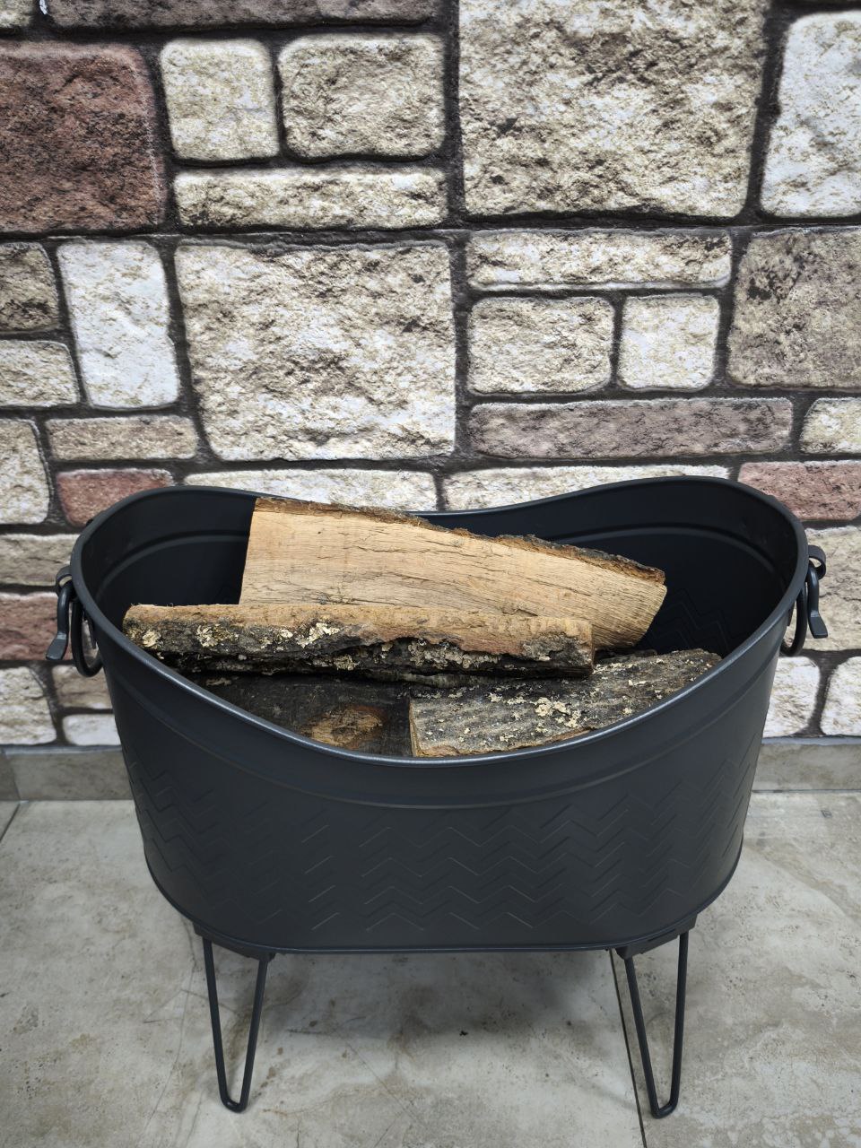 FS-14910 Flame Stove Siyah Yüksek Ayaklı Odun Kovası