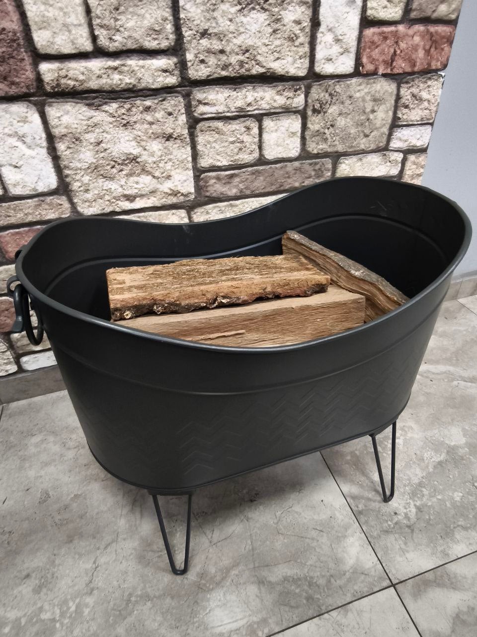 FS-14920 Flame Stove Siyah Yüksek Ayaklı Odun Kovası