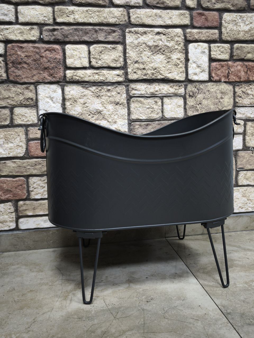 FS-14920 Flame Stove Siyah Yüksek Ayaklı Odun Kovası