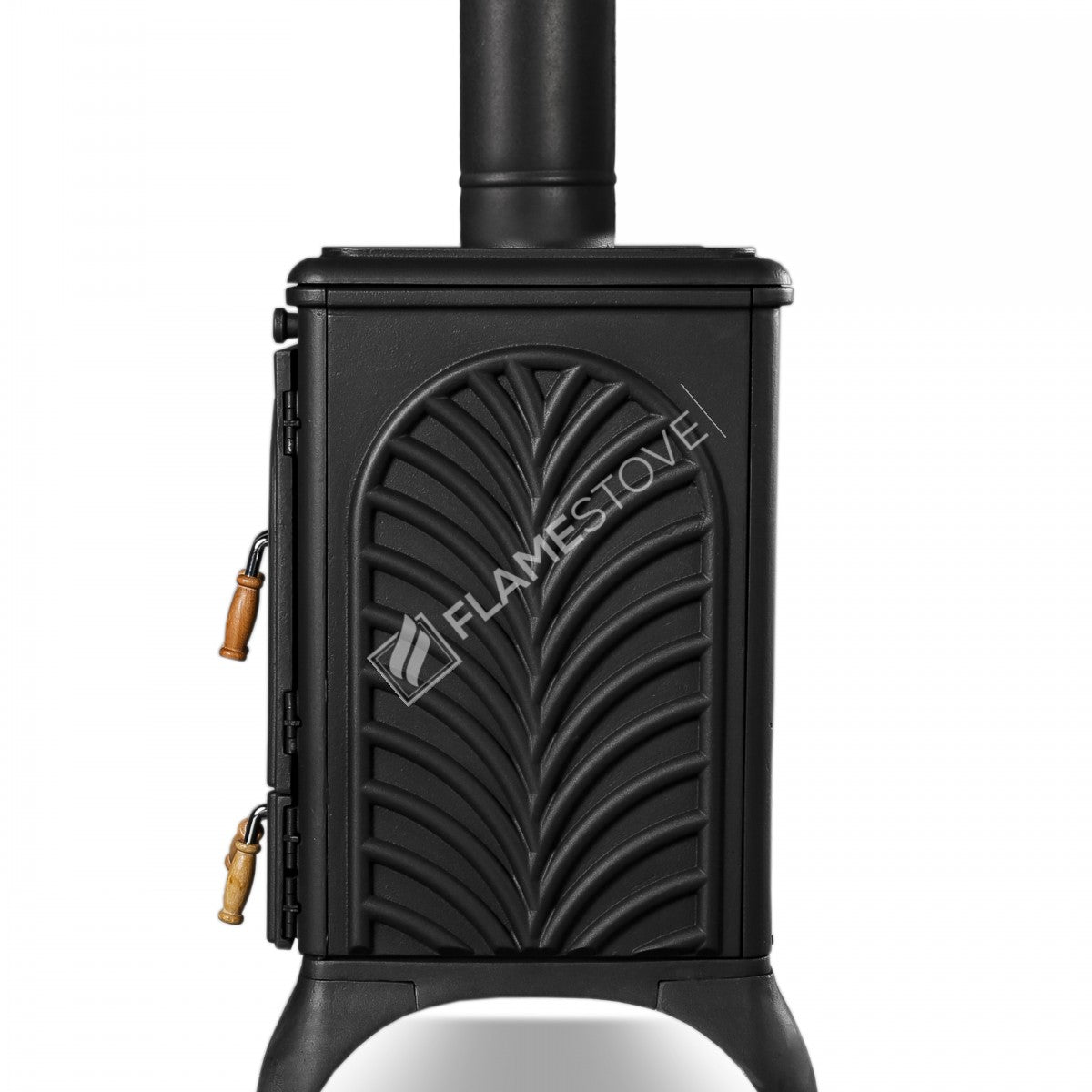 Palmiye Yatay 3 Katlı Döküm Kuzineli Soba: Yüksek Verimli, Çift Yanmalı, Schott Robax Camlı