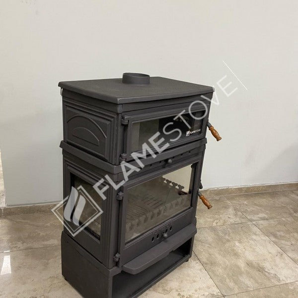 Retro Lux Yüksek Verimli Döküm Soba: Yan Kapaklı, Fırınlı, Odun-Kömür Uyumlu