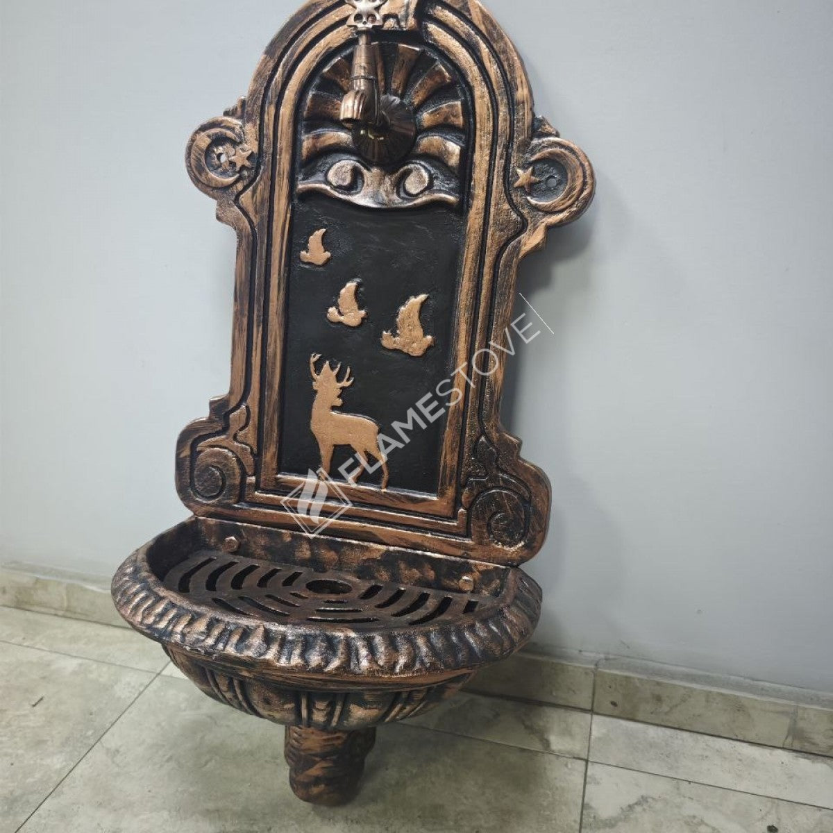 Flame Stove FS-902 Bakır Desenli Alüminyum Bahçe Çeşmesi Dış Mekan Su Kaynağı