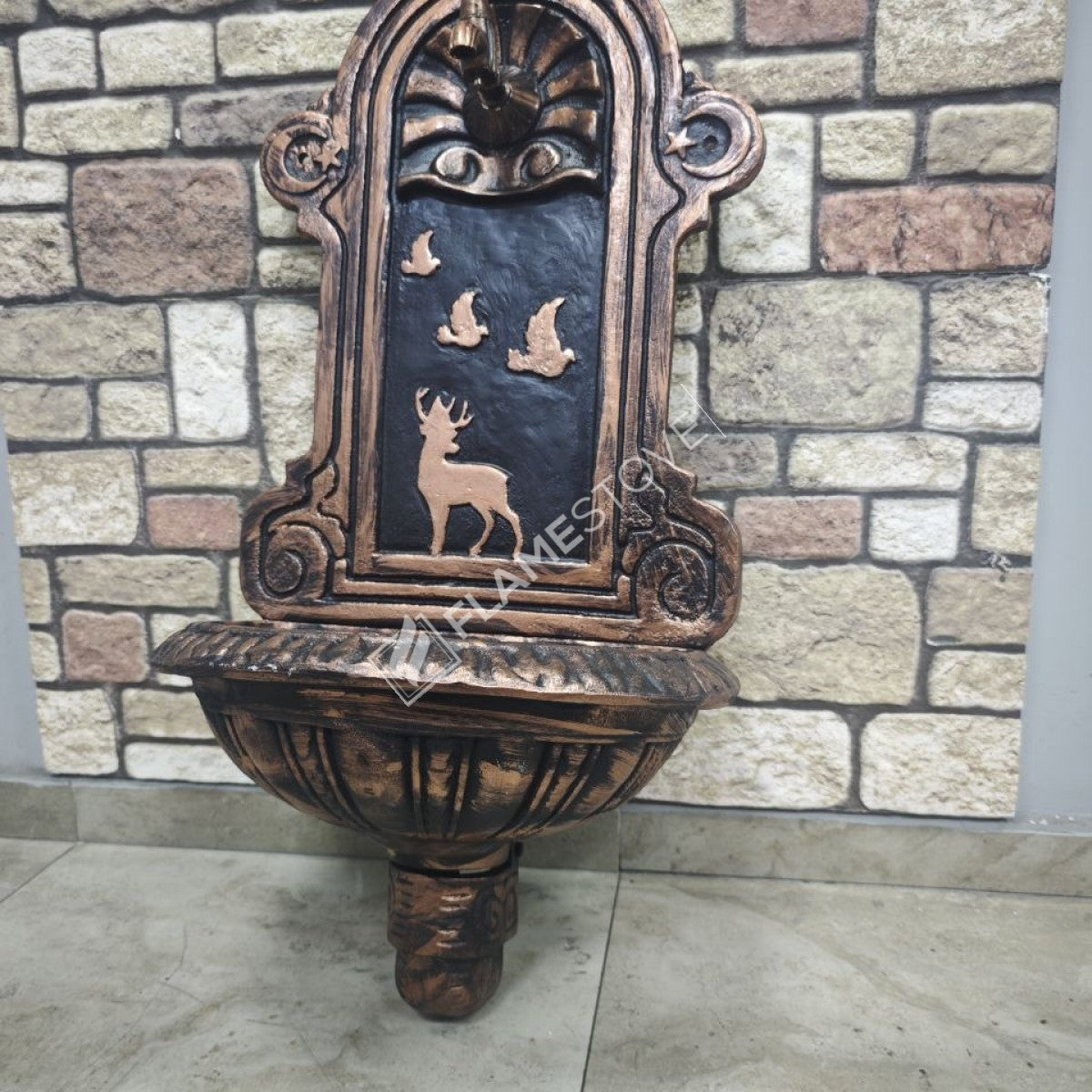 Flame Stove FS-902 Bakır Desenli Alüminyum Bahçe Çeşmesi Dış Mekan Su Kaynağı