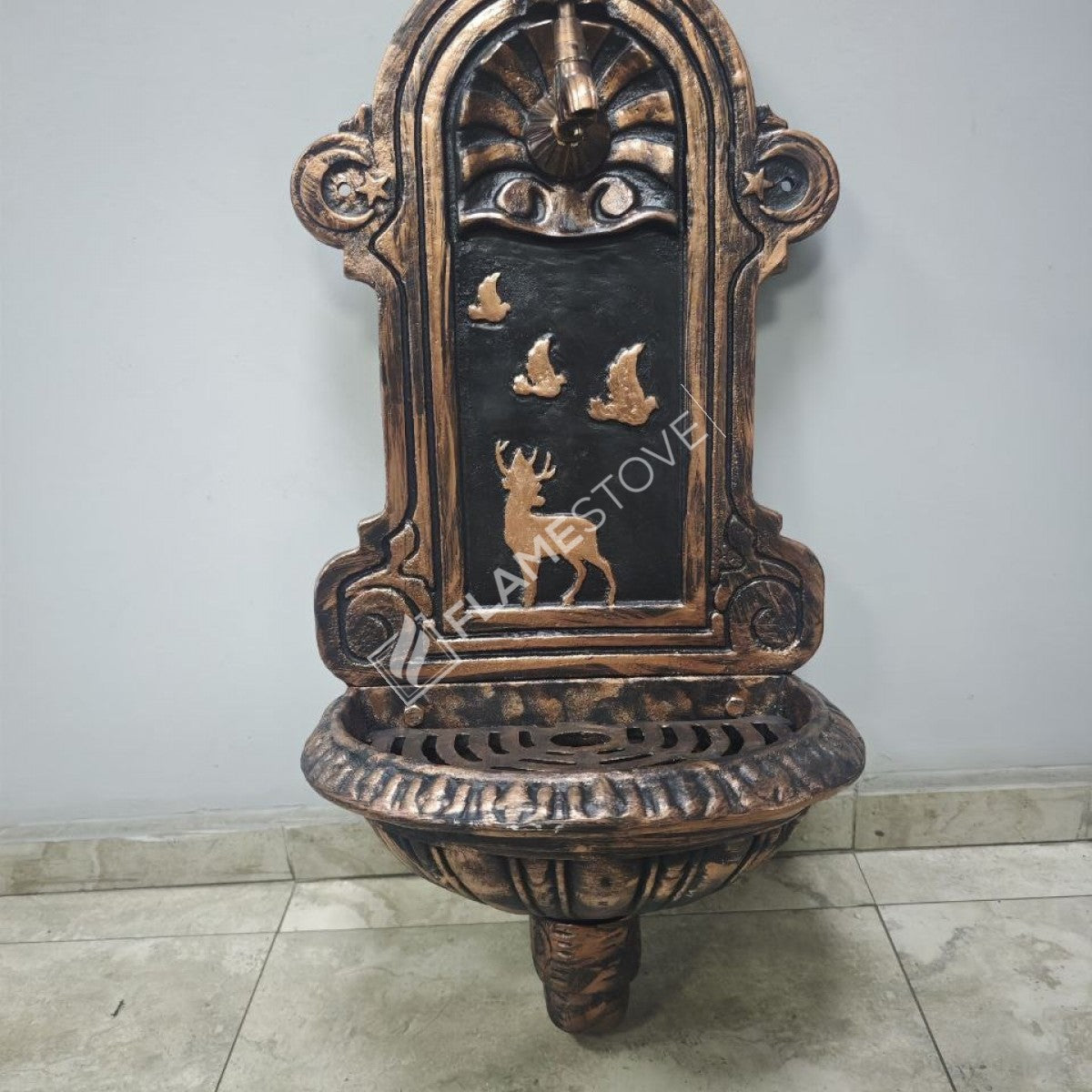 Flame Stove FS-902 Bakır Desenli Alüminyum Bahçe Çeşmesi Dış Mekan Su Kaynağı