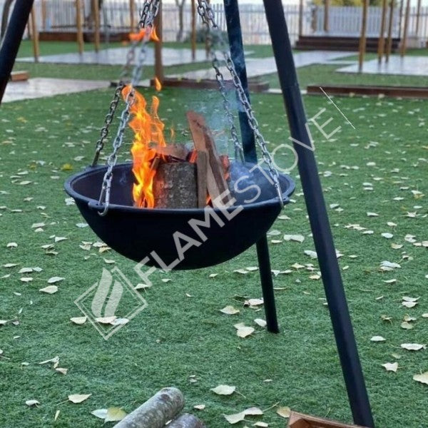 Flame Ambient Sfero Döküm Ateş Çukuru: 10mm Kalınlık, 65cm Çap, 190cm Yükseklik