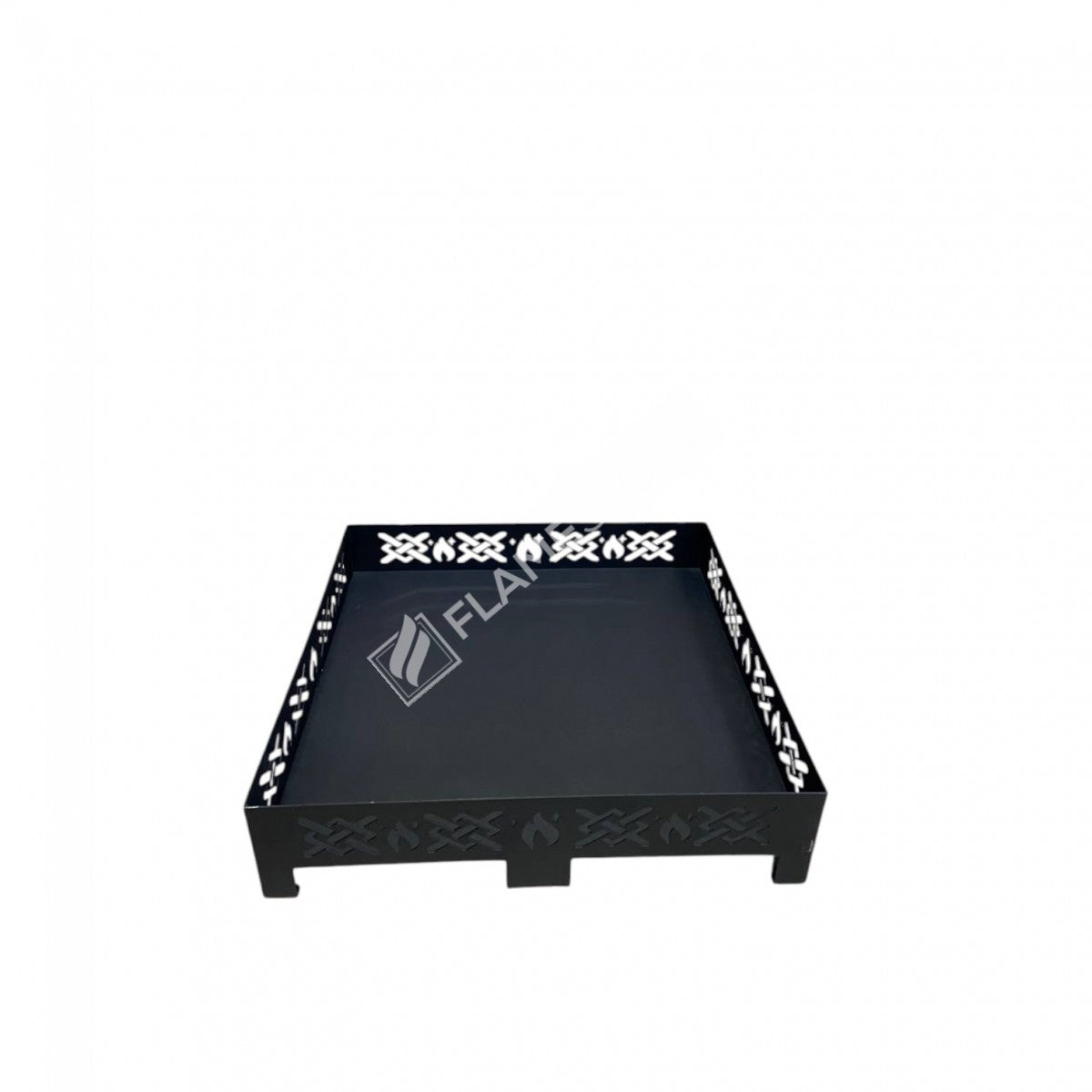 Lazer Kesim Çapraz Desenli 50x50 cm Çelik Soba Altlığı - Zemin Koruyucu, Estetik Destek