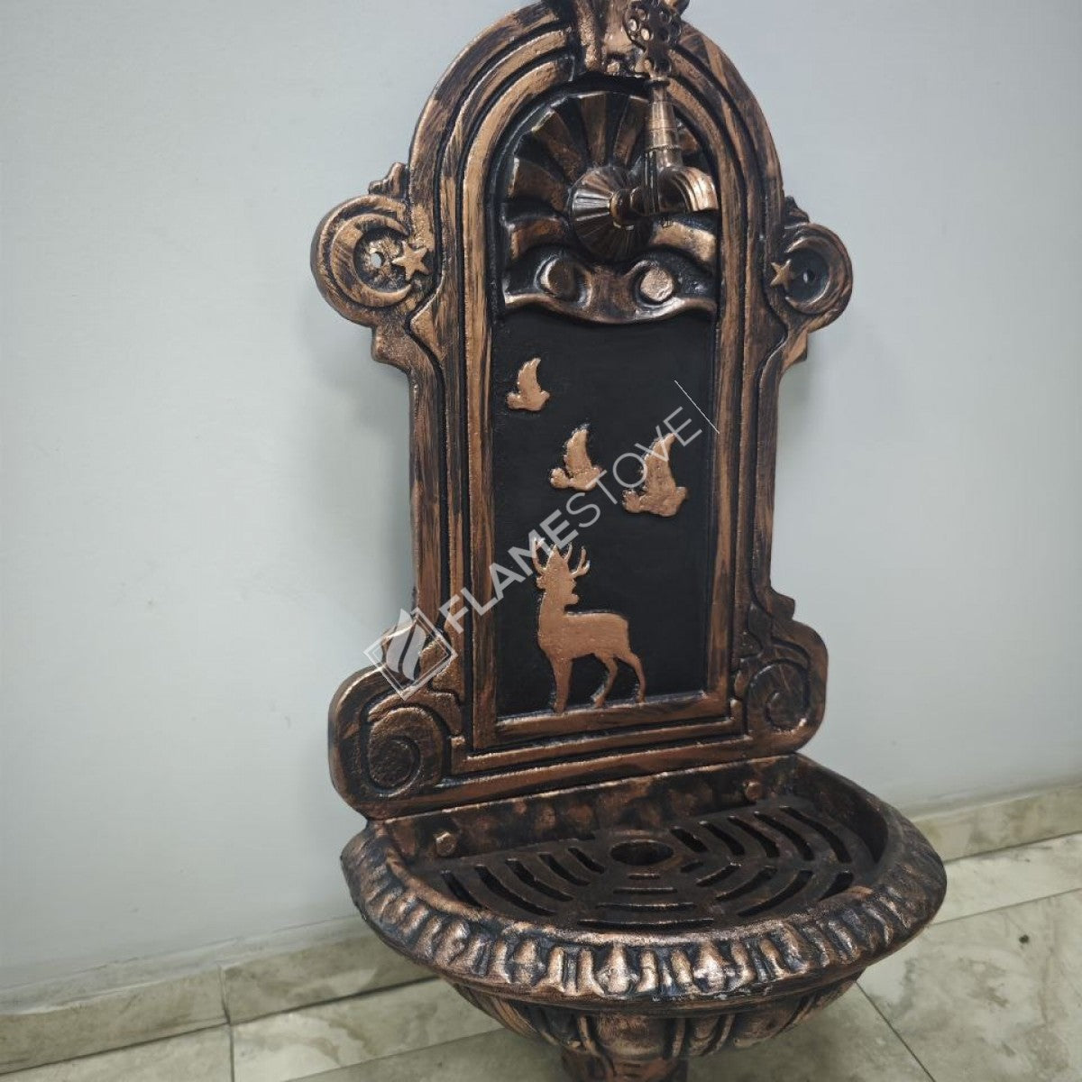 Flame Stove FS-902 Bakır Desenli Alüminyum Bahçe Çeşmesi Dış Mekan Su Kaynağı