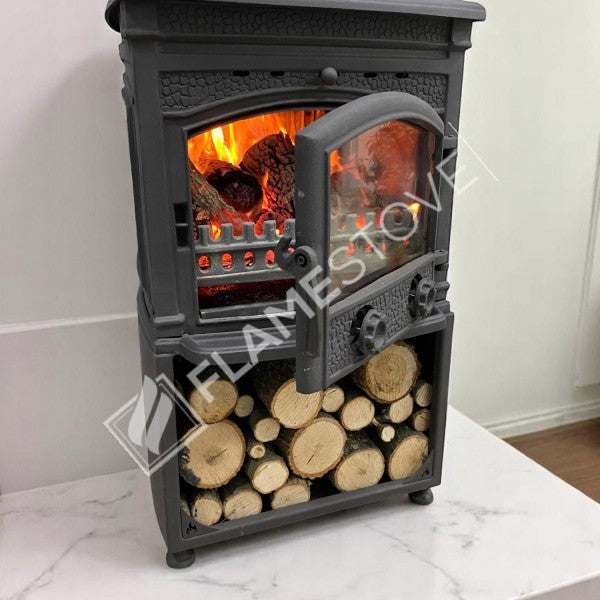 Flame Stove Sirius Maxi Style Fırınlı Döküm Odun Sobası, Çift Yanma, Schott-Robax Cam
