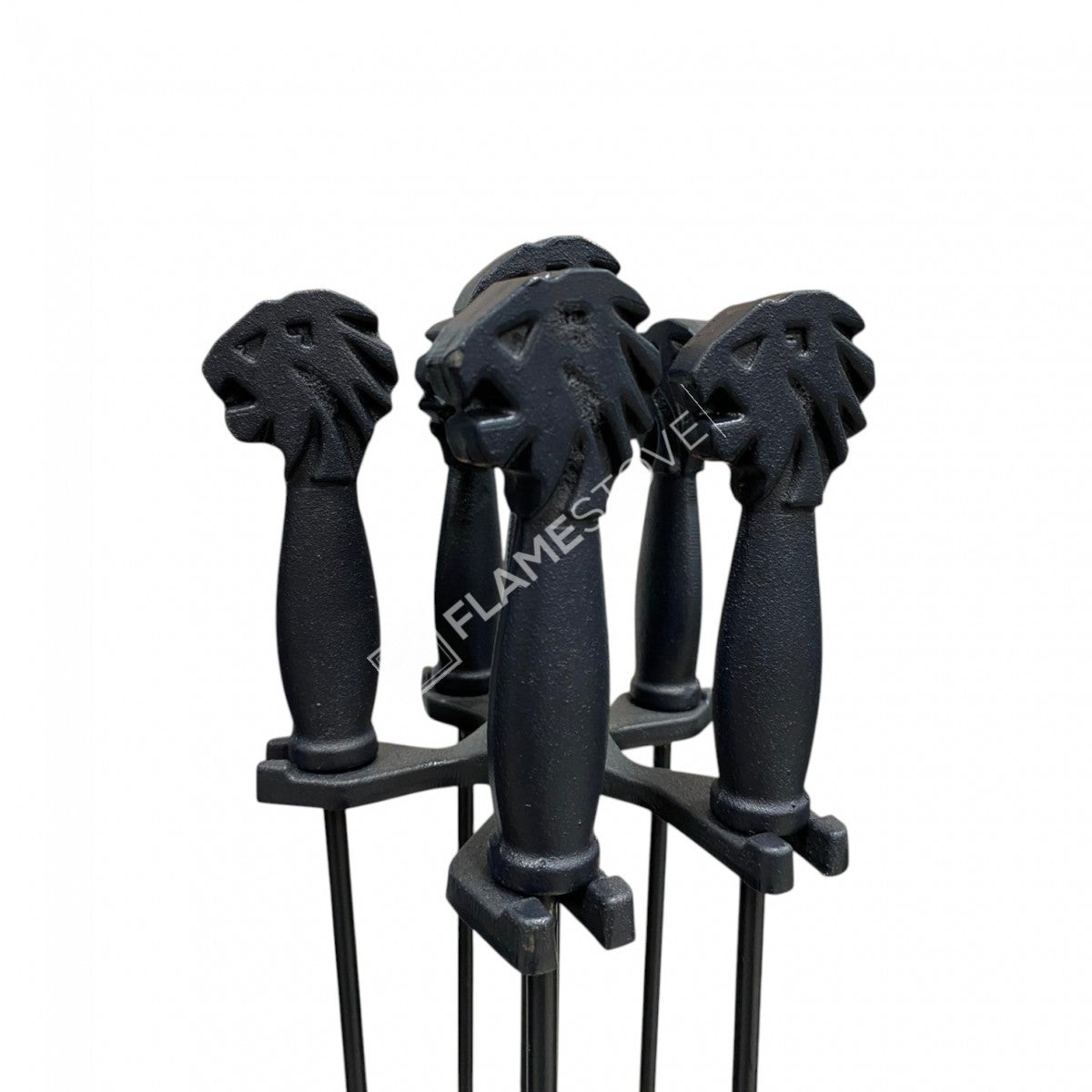 Flame Stove Aslan Başlı Pik Döküm 4'lü Şömine Soba Maşa Takımı Seti