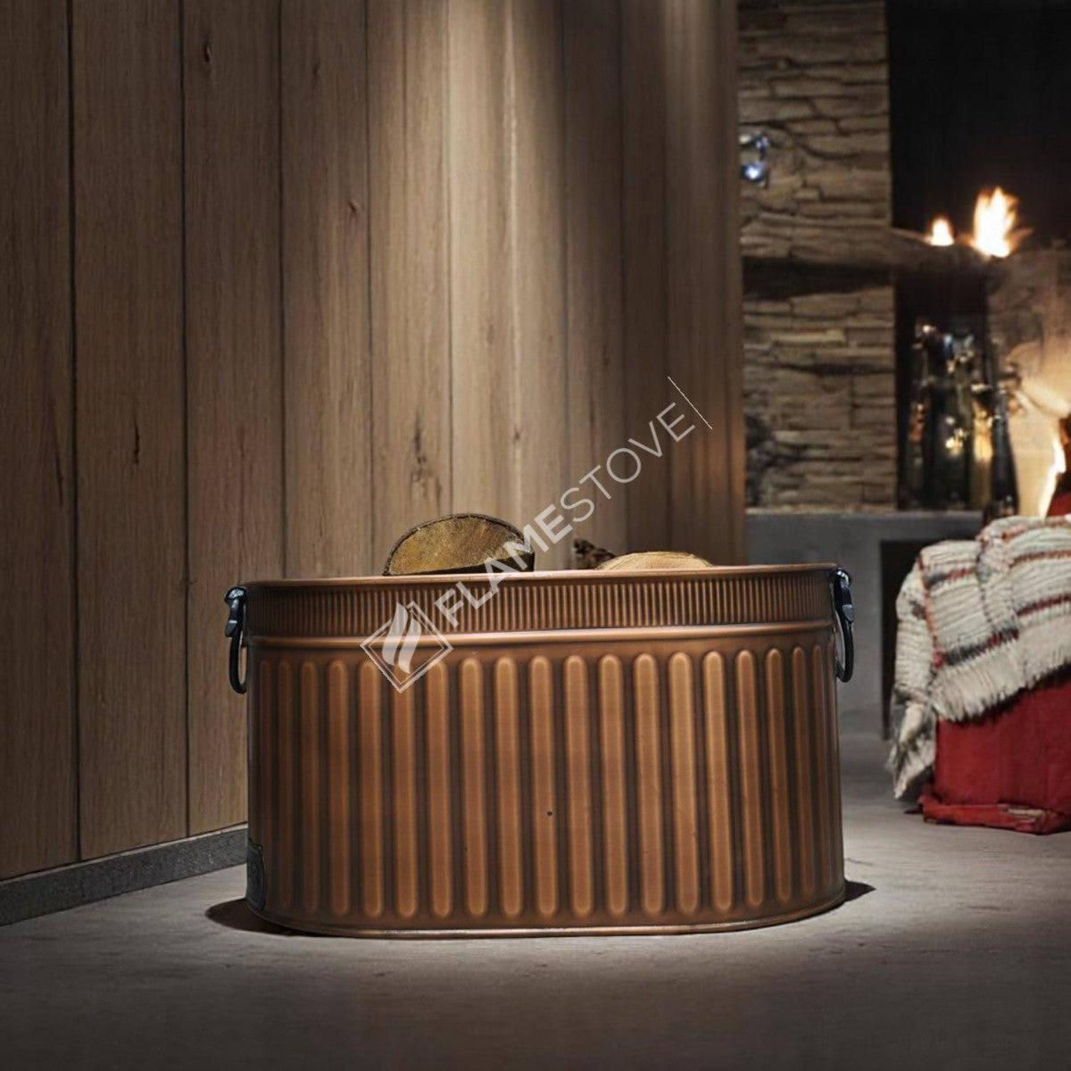 Dayanıklı Bakır Sallanır Kulplu Odun Kovası: Şık ve Fonksiyonel Şömine Kovası