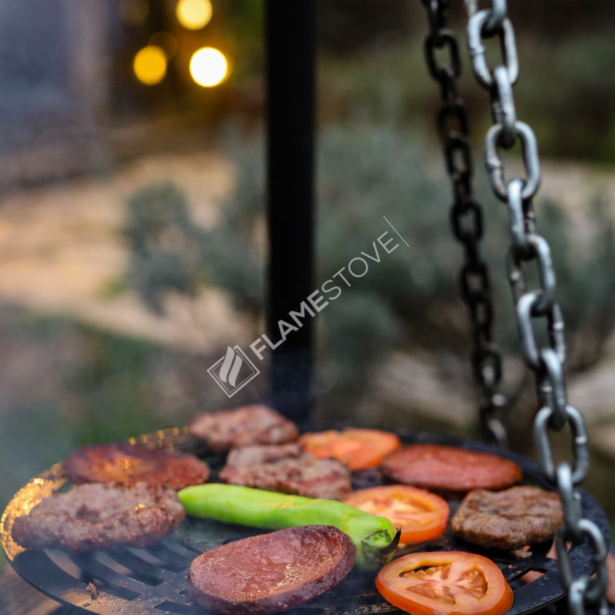Flame Night Portatif Bahçe Ateş Çukuru, 190 cm Yüksek, Dayanıklı Sac Mangal