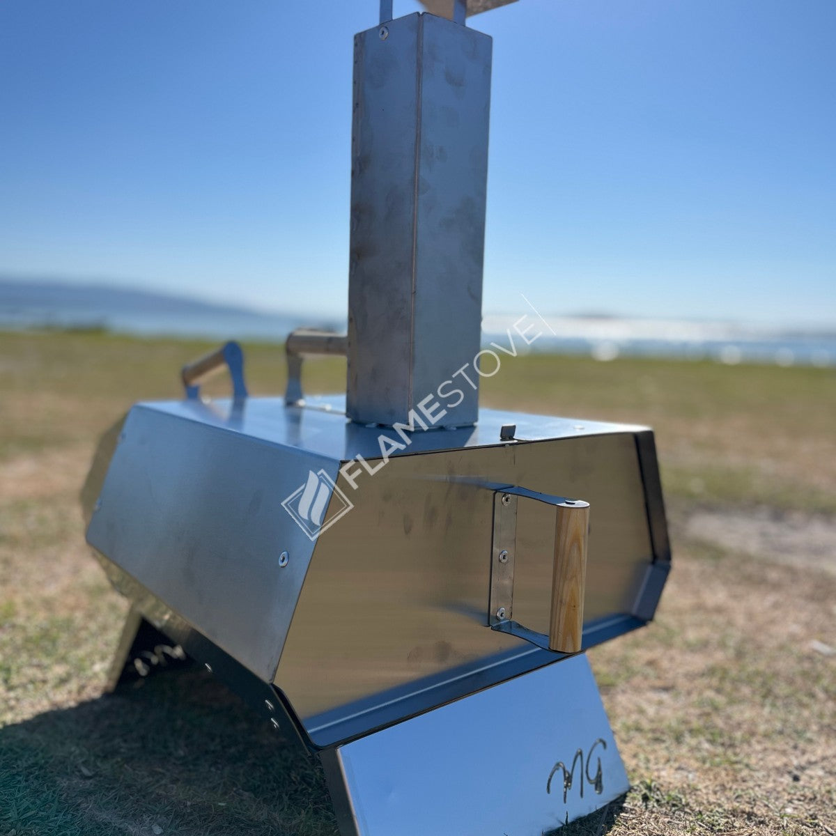 Flame Stove Taşınabilir Odunlu Pizza Fırını, Doğal Taşlı, Hızlı Pişiren, Çok Yönlü