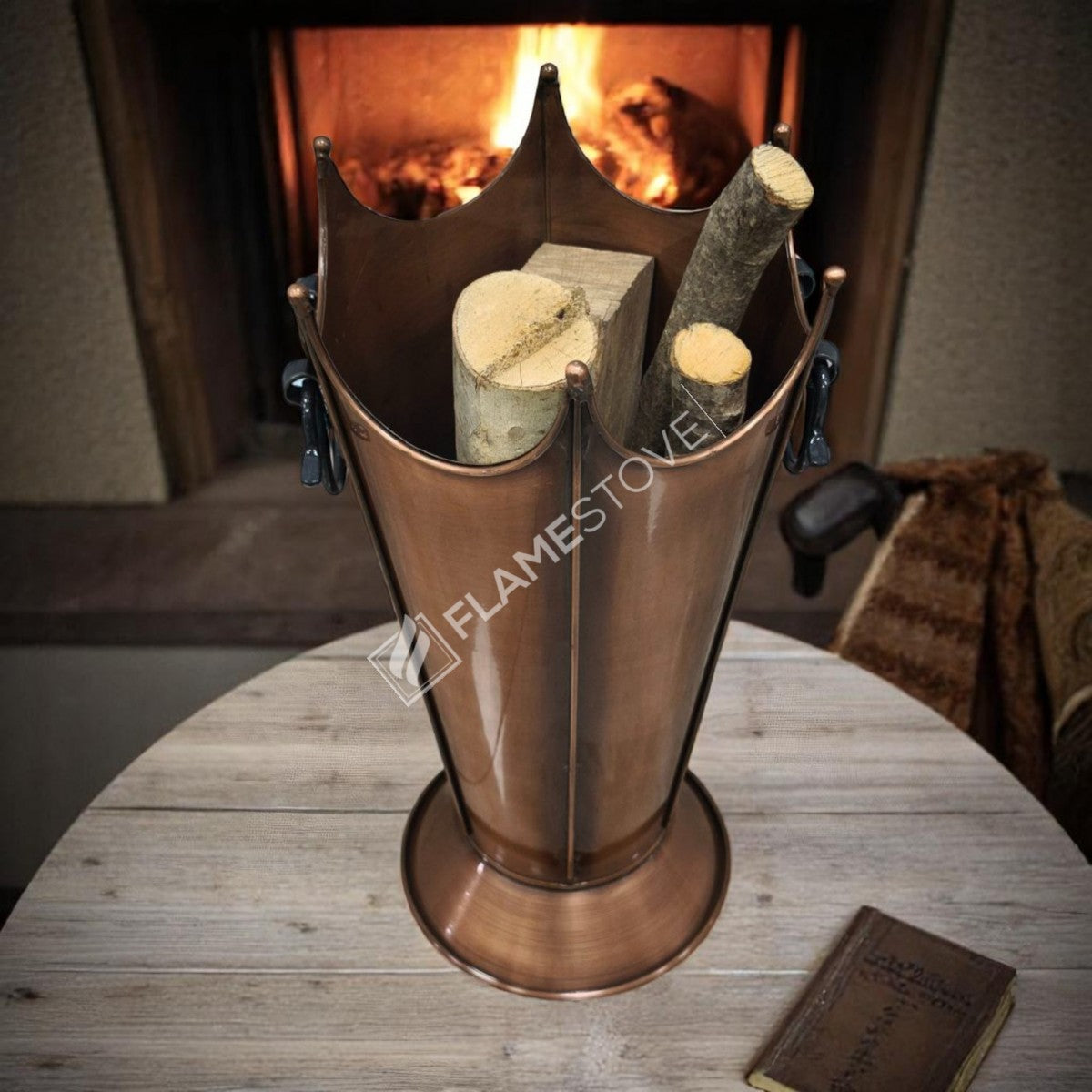 Paslanmaz Bakır Odunluk, Şık ve Dayanıklı Şömine Odun Kovası, İç/Dış Mekan