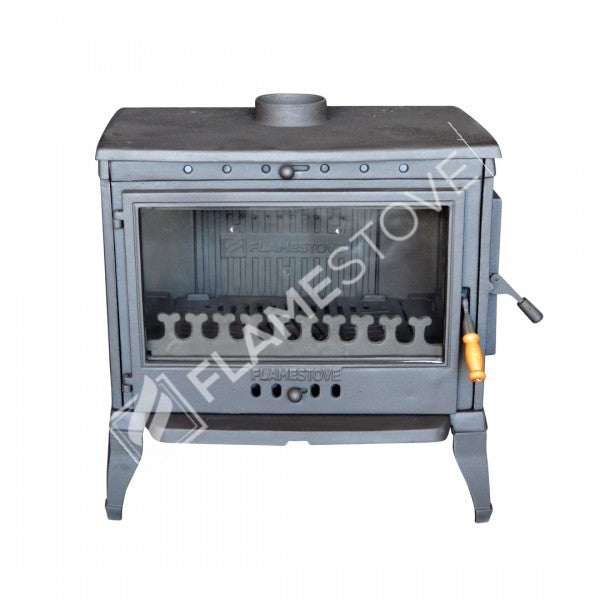 Retro Lux Yan Kapaklı 3 Camlı Döküm Soba, Yüksek Verimli Odun Kömür Sobası