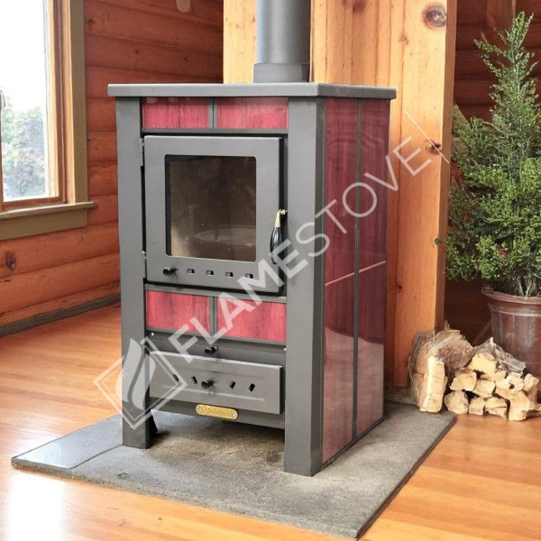 Flame Stove Çelik Yüksek Verimli Katı Yakıt Sobası, Ateş Tuğlalı, Schott Robax Camlı