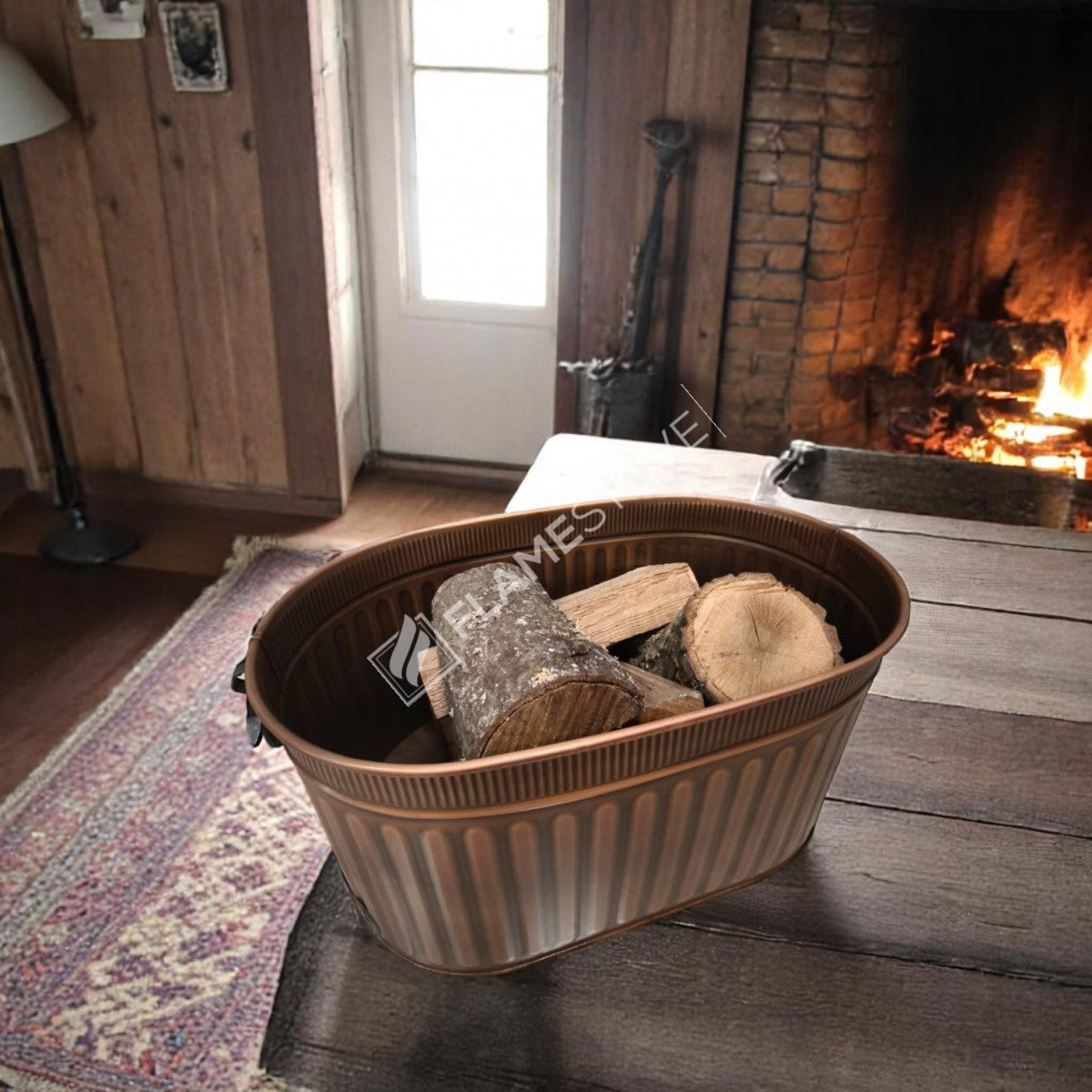 Dayanıklı Bakır Sallanır Kulplu Odun Kovası: Şık ve Fonksiyonel Şömine Kovası