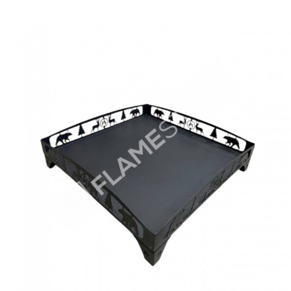 Lazer Kesim Orman Desenli 50x50 cm Çelik Soba Altlığı, Dayanıklı Zemin Koruyucu