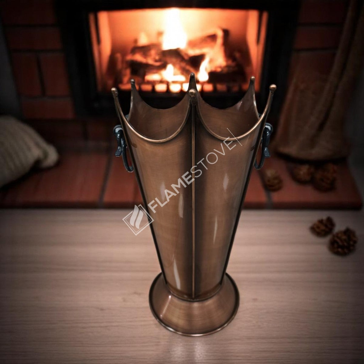 Paslanmaz Bakır Odunluk, Şık ve Dayanıklı Şömine Odun Kovası, İç/Dış Mekan