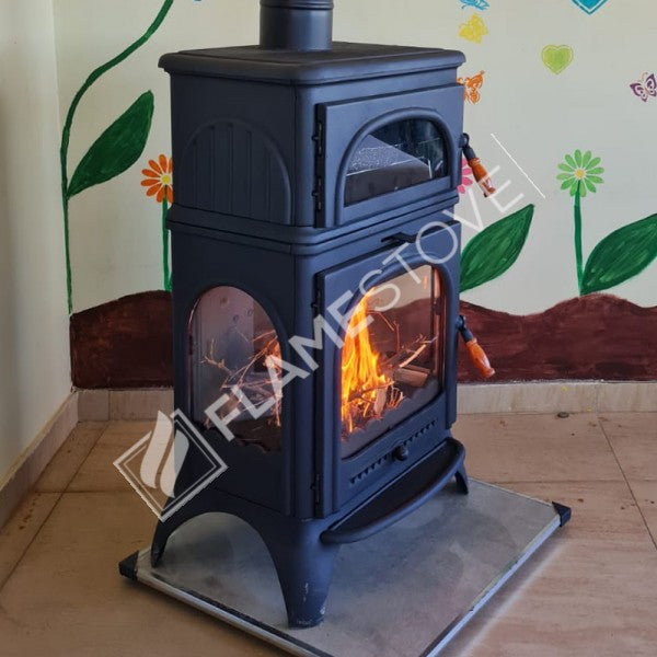 Modena Lux Oven Fırınlı Döküm Soba: Yüksek Verimli, 3 Camlı, Schott Robax