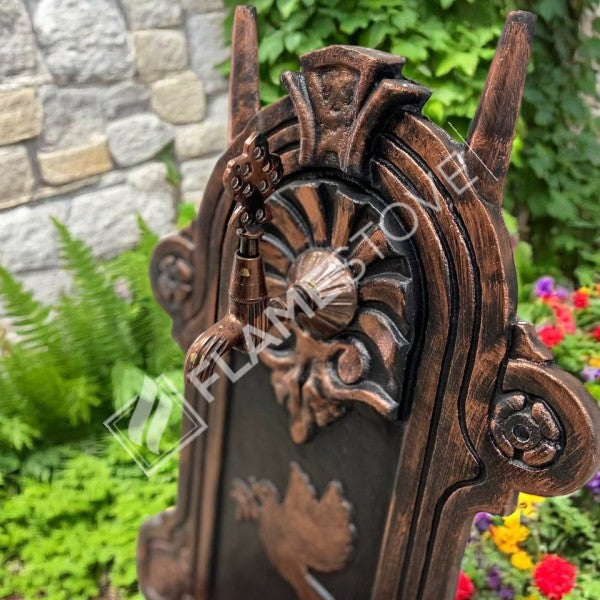 FlameStove FS-907 Bakır Midye Kuş Desenli Alüminyum Bahçe Çeşmesi, Tek Musluklu, Dayanıklı