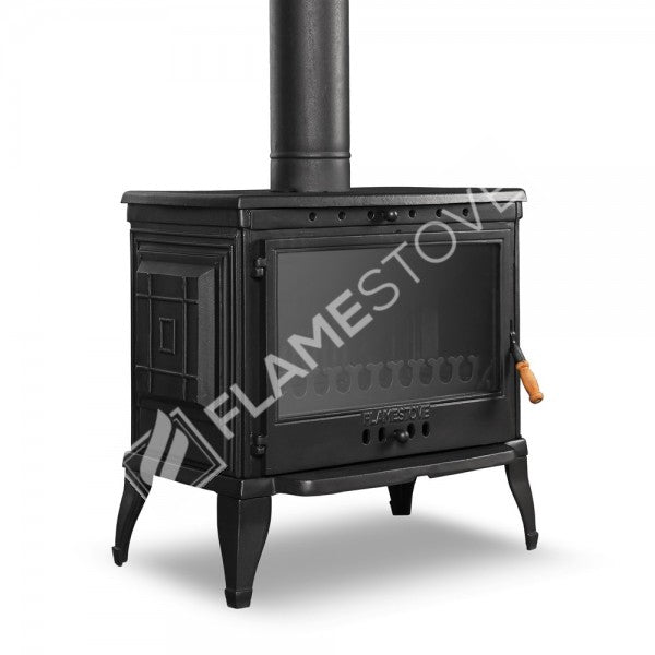 Retro Klasik Döküm Soba, Yüksek Verimli Odun Kömür Sobası, Schott Robax Camlı, 10 kW