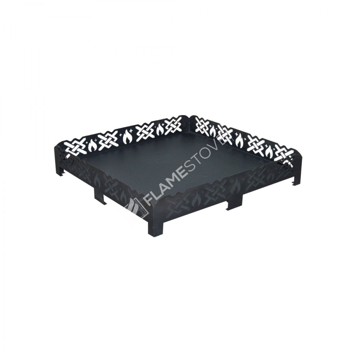 Flame Stove 60x60 cm Çapraz Desen Lazer Kesim Çelik Soba Altlığı