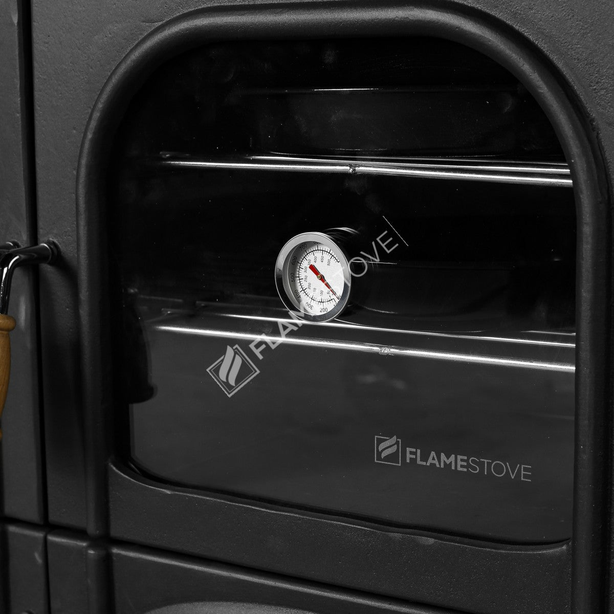 Palmiye Yatay 3 Katlı Döküm Kuzineli Soba: Yüksek Verimli, Çift Yanmalı, Schott Robax Camlı