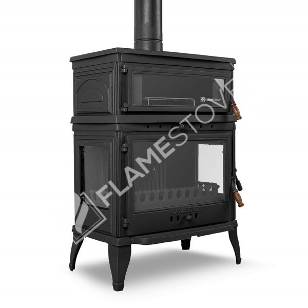 Retro Lux Emaye Fırınlı Döküm Odun Kömür Sobası Yan Kapaklı Yüksek Verimli
