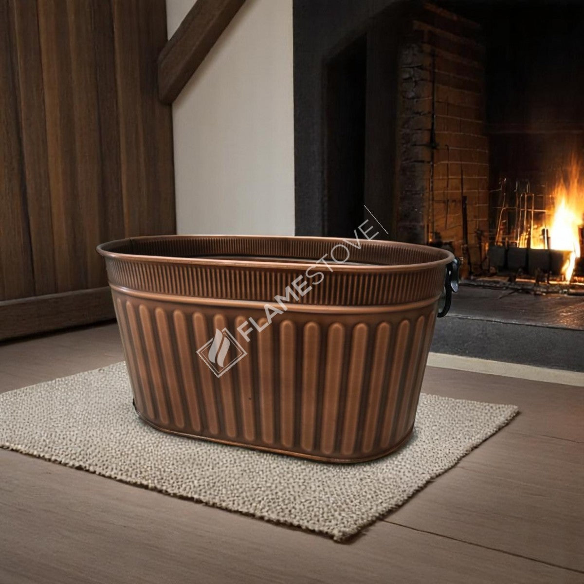 Dayanıklı Bakır Sallanır Kulplu Odun Kovası: Şık ve Fonksiyonel Şömine Kovası