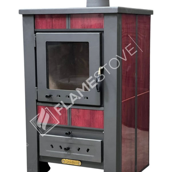 Flame Stove Çelik Yüksek Verimli Katı Yakıt Sobası, Ateş Tuğlalı, Schott Robax Camlı
