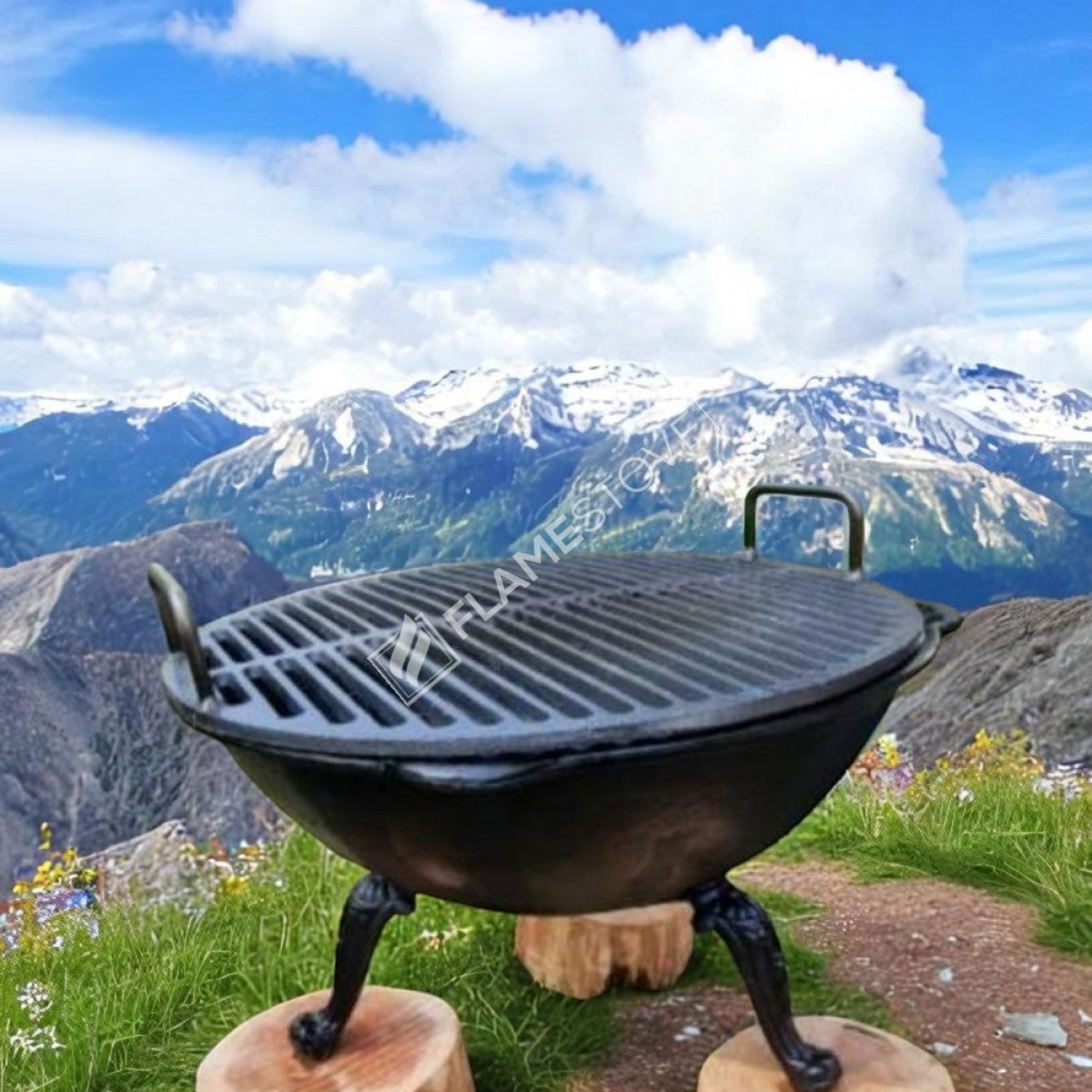 Flame Pit Döküm Ateş Çukuru: 65cm Çap, 10mm Kalın, Yüksek Isı Dayanımı