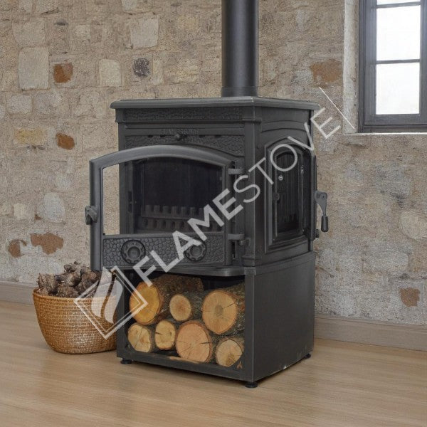 Sirius Star Yüksek Verimli Döküm Soba Yan Kapaklı Odunluklu, Schott-Robax Camlı, Odun Kömür