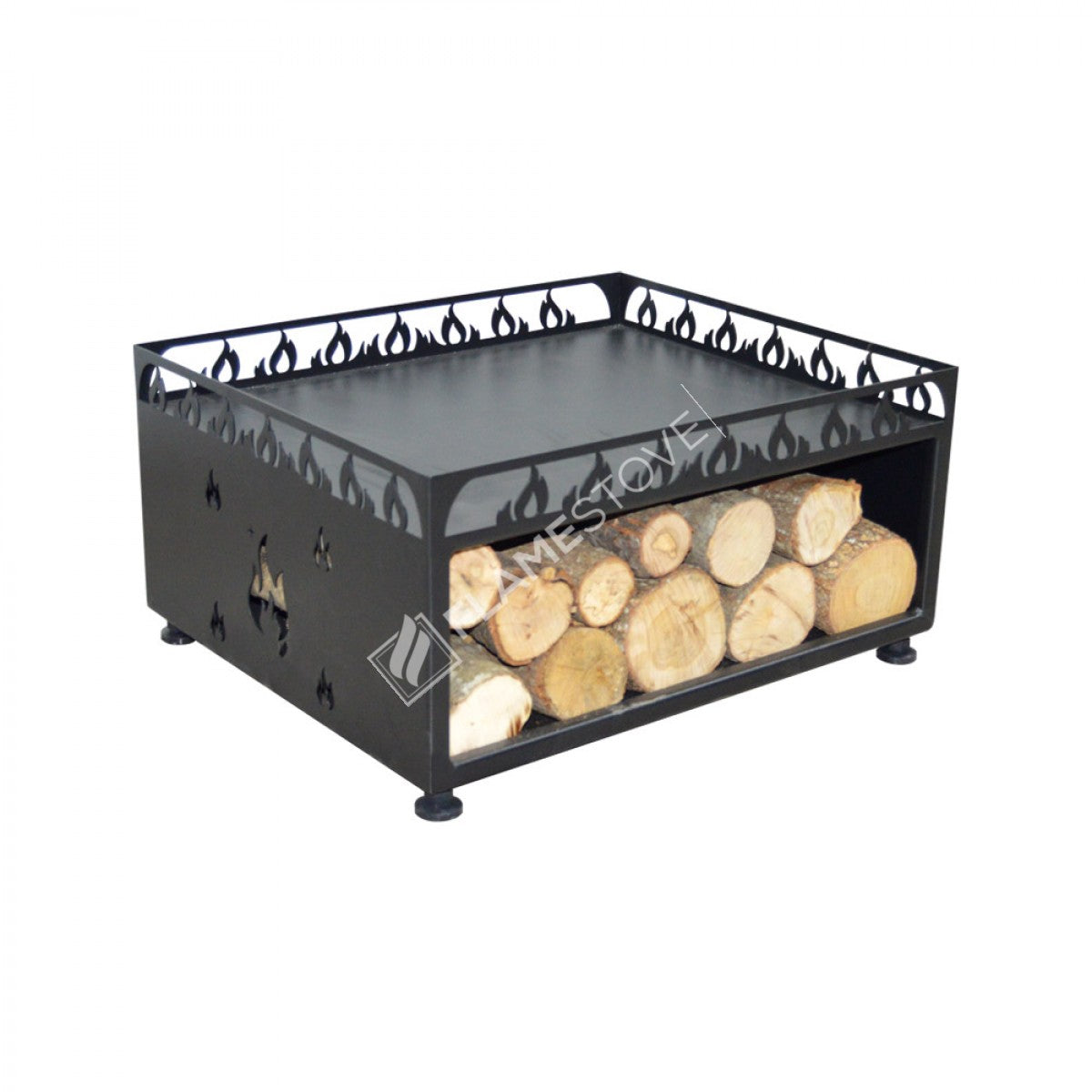 Alev Desenli Odun Hazneli Soba Altlığı, Dayanıklı Sac Modena Minör Uyumlu