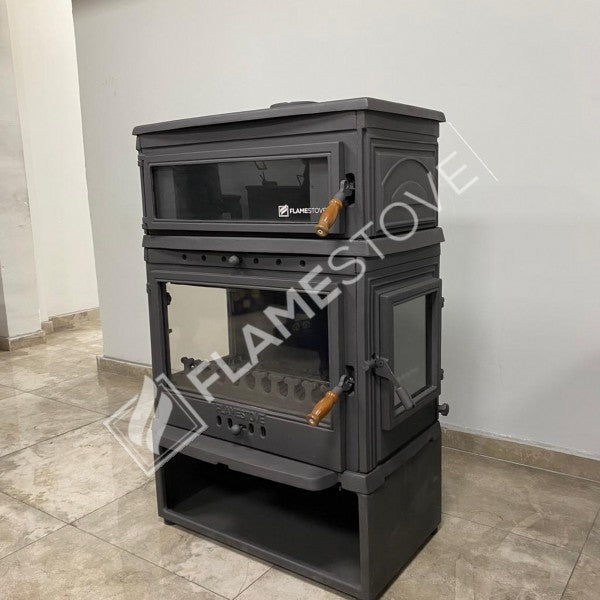 Retro Lux Yüksek Verimli Döküm Soba: Yan Kapaklı, Fırınlı, Odun-Kömür Uyumlu