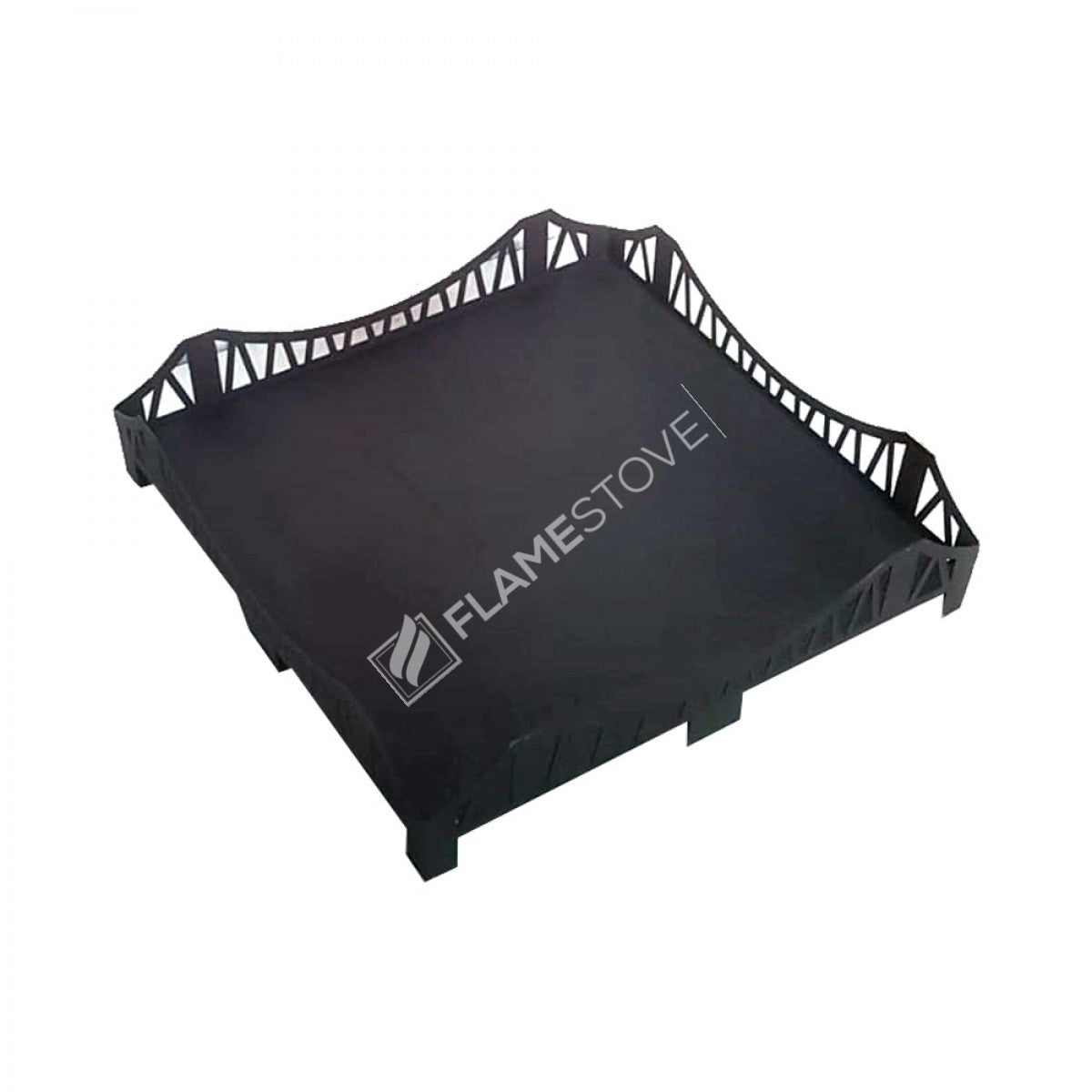 Flame Stove 60x60cm Köprü Desenli Lazer Kesim Çelik Soba Yer Koruyucu Altlık