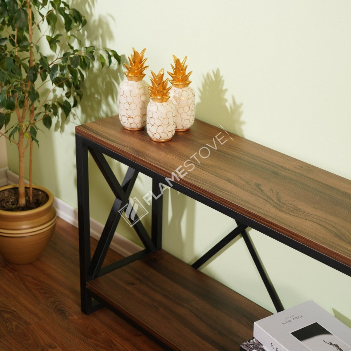 Çok Amaçlı Modern Kahve Rengi Konsol TV Ünitesi Şık Fonksiyonel Metal MDF