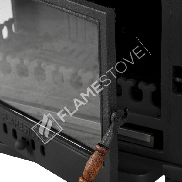 Retro Lux Yan Kapaklı 3 Camlı Döküm Soba, Yüksek Verimli Odun Kömür Sobası
