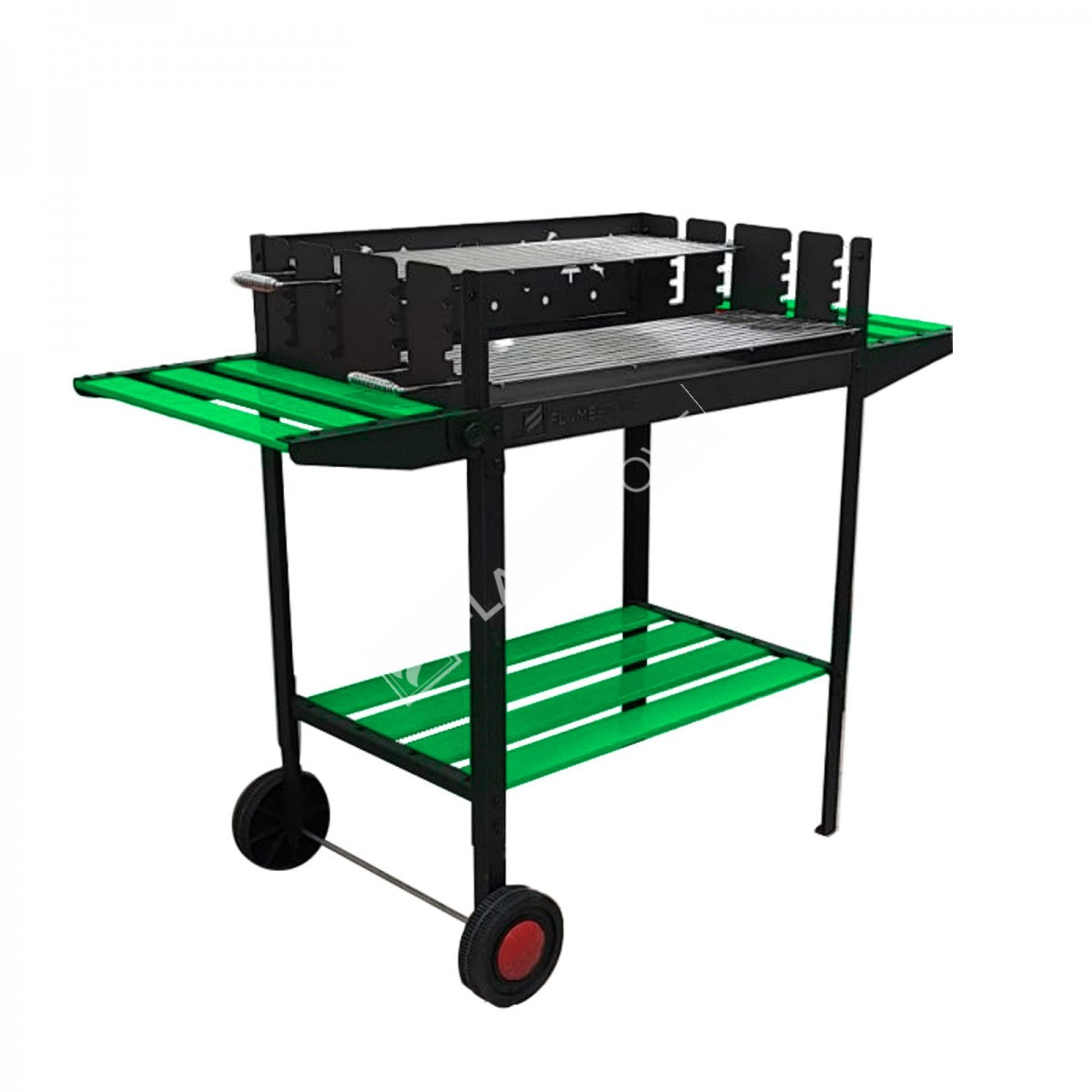Flame Stove FS-504 Yeşil Lüks Tekerlekli Emaye Barbekü Mangal, Ayarlanabilir Izgara