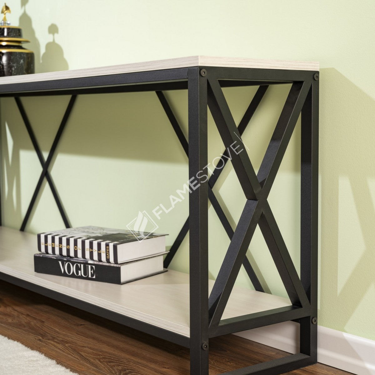 Modern Çok Amaçlı Beyaz Ahşap TV Ünitesi Konsol Metal İskeletli Şık Tasarım