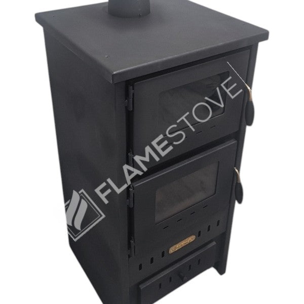 Flame Stove S3 Çelik Fırınlı Soba: Ateş Tuğlalı, Robax Camlı, 9kW Verimli