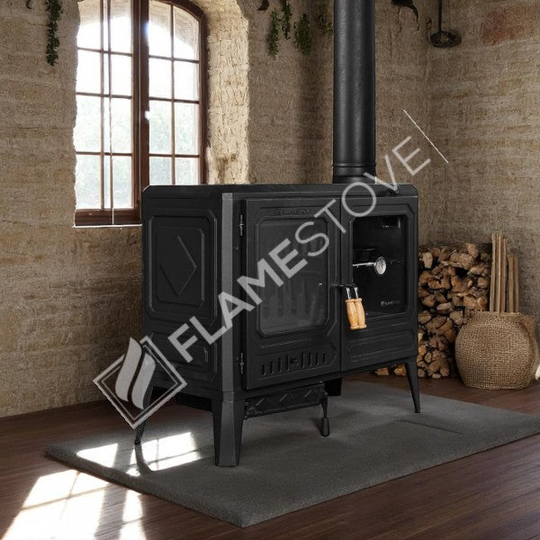 Troy Yatay Kuzineli Döküm Soba, Çift Fırınlı Yüksek Verimli Odun Kömür Sobası