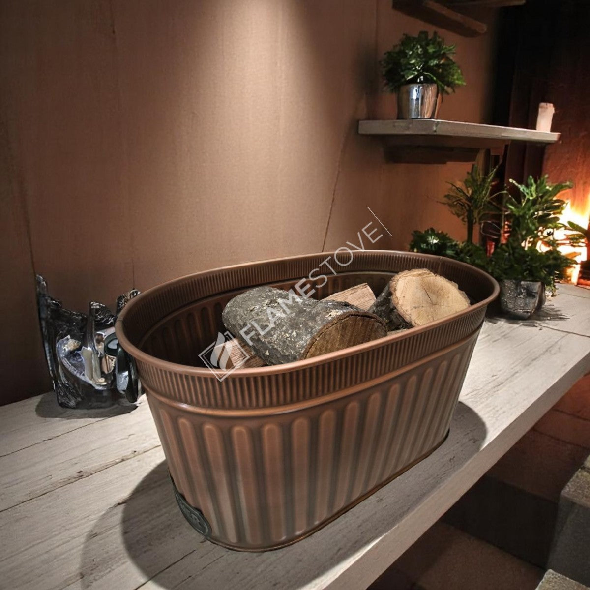 Dayanıklı Bakır Sallanır Kulplu Odun Kovası: Şık ve Fonksiyonel Şömine Kovası