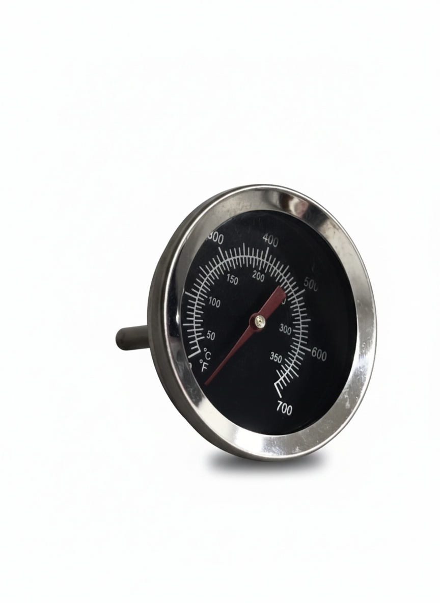 FS-122 FlameStove Döküm Soba Termostatı (Ø52mm) – Hassas Analog Sıcaklık Göstergesi