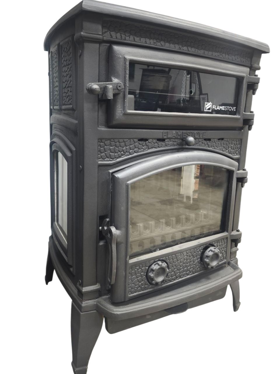 Flame Stove FS-11YK-AK – Sirius Maxi Yan Kapaklı Fırınlı Döküm Soba