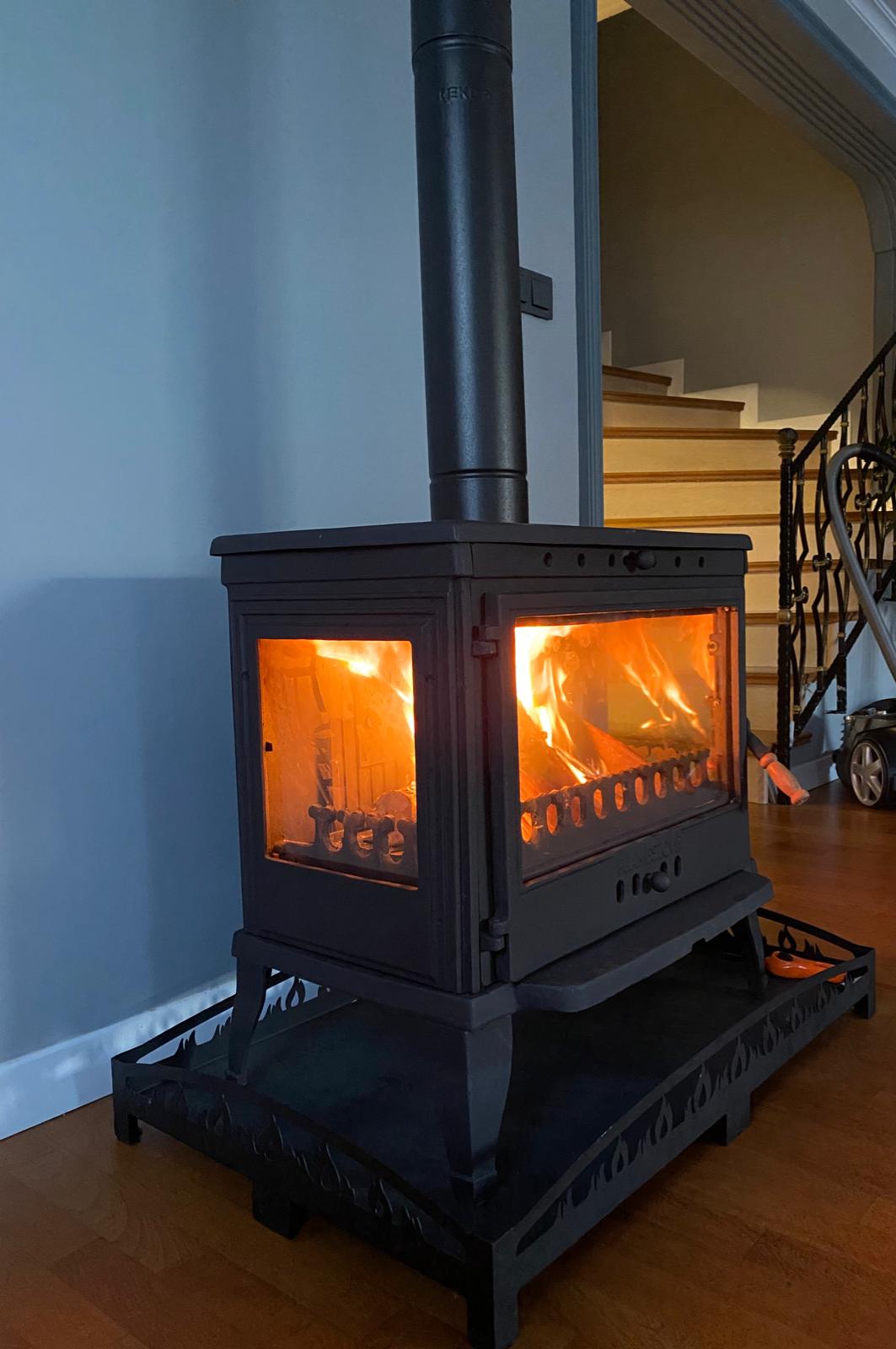 FS-042 Flame Stove Retro Lux Yüksek Verimli Döküm Odun Kömür Sobası Çift Yanmalı